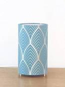 lampe tube motif motif art déco bleu et argenté géométrique
