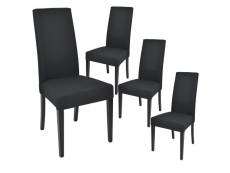 Lascala - lot de 4 chaises tissu noir et pieds laqués