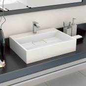 Lavabo à poser Lavabo Vasque salle de bain | 50x38x13 cm Fonte minérale/marbre Blanc