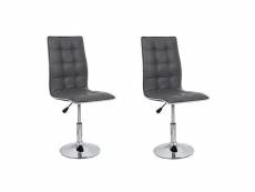 Leaf lot de 2 chaises de salle a manger - simili gris - contemporain - l 42 x p 46,5 cm BD6171LEAFGRI