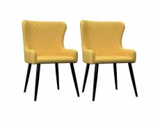 Lot de 2 chaises de salle à manger cuisine design rétro tissu jaune cds020645