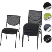 Lot de 4 chaises de conférence / visiteur T401, empilable - siège noir, pieds chromés