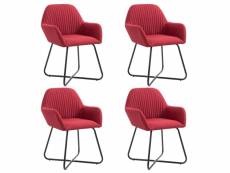 Lot de 4 chaises de salle à manger cuisine moderne et confortable en tissu bordeaux rouge cds021943