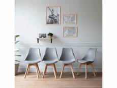 Lot de 4 chaises scandinaves nora grises avec coussin