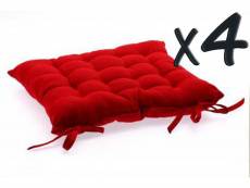 Lot de 4 coussins de chaise en coton rouge, 38 x 38 cm -pegane-