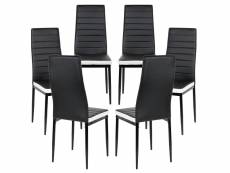Lot de 6 chaises de salle à manger hombuy style classique noire et blanche