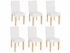 Lot de 6 chaises de salle à manger synthétique blanc mat pieds clairs cds04238