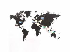 Mimi innovations décor de carte du monde murale puzzle noir 150x90 cm 425849
