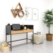 Mobilier Deco - alpha - Bureau avec étagère et tiroirs en bois et métal - Bois