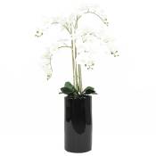 Orchidée artificielle blanche géante pot noir brillant