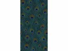 Papier peint panoramique plumes de paon bleu canard - 357245 - 1,5 x 2,79 m 357245