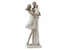 Paris prix - statuette déco "couple avec enfant" 31cm blanc