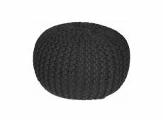 Pouf rond en laine tricot noir