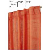 Rideaudiscount - Rideau Tamisant 135 x 300 cm à Galon Fronceur et Pattes Cachées Grande Hauteur Effet Lin Uni Rouille - Orange