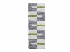 Roma - tapis shaggy à motifs traits - vert et gris 080 x 250 cm GALA802502505GREEN