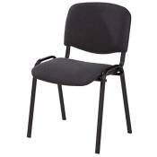 Siège visiteur empilable - dossier rembourré, piétement noir - habillage gris, lot de 4 - chaise chaise empilable chaise empilable rembourrée chaises 