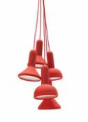 Suspension Torch Light / 5 abat-jours - Established & Sons rouge en plastique
