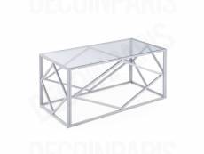 Table basse design en verre et métal rectangulaire elio
