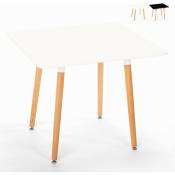 Table de cuisine et salle à manger carrée au design scandinave 80x80cm Wooden Couleur: Blanc