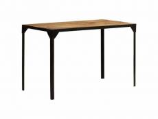 Table de salon salle à manger design bois de manguier brut et acier 120 cm helloshop26 0902318