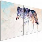 Tableau Loup Solitaire (5 Parties) Étroit - 200 x 80 cm - Multicolore