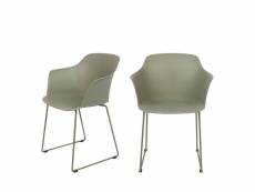 Tango - lot de 2 fauteuils de table en plastique et métal - couleur - vert