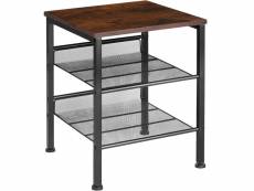 Tectake table d’appoint lincoln 40,5x40x50,5cm - bois foncé industriel 404269