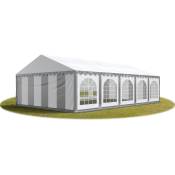 Tente Barnum de Réception 5x10 m PREMIUM Bâches amovibles PVC 750 N gris-blanc + Cadre de Sol Jardin - gris