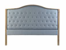 Tête de lit capitonnée en bois d'hévéa et lin coloris bleu / naturel - longueur 180 x profondeur 8 x hauteur 135 cm