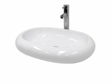 Vasque en céramique blanc avec bonde de vidage pour salle de bain 630x420x120 mm 490007730