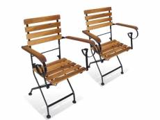 Vidaxl chaise de jardin pliante avec accoudoirs 2 pcs bois d'acacia 43735