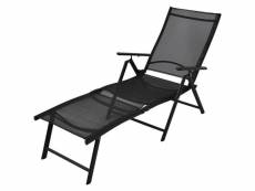 Vidaxl chaise longue pliable aluminium noir 41741