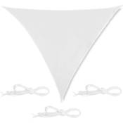 Voile d'ombrage triangle, imperméable, anti-UV, tendeurs, terrasse, balcon, 3x3x3 m, blanc - Relaxdays