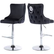 Wahson Office Chairs - Tabouret de Bar Lot de 2 Chaise de bar en Velours Tabourets Hauts Réglable avec Dossier pour Bar Cuisine
