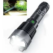Xinuy - Lampe de poche led rechargeable 120 000 lumens élevés, lampe de poche puissante et puissante Xhp160.2 Zoomable IPX5 étanche super lumineuse