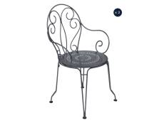 2 fauteuils de jardin en métal Montmartre Carbone