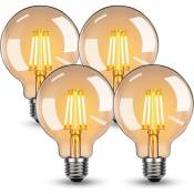 Ampoule led E27, ampoule rétro ambre 4W G95, blanc chaud 2700K, ampoule rétro décorative Edison, non dimmable, paquet de 4
