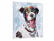 [art.work] image murale peint à la main chien impression sur toile incl. Châssis à clés