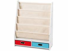 Bibliothèque pour enfant étagère de rangement avec 4 étagères à bandoulière et 2 boîtes pour jouets beige 20_0000281
