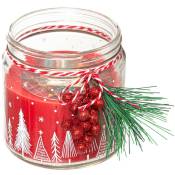 Bougie Parfumée Pot en verre imprimé avec déco 315 G - Feeric Christmas - Rouge