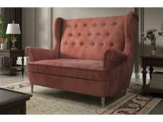 Canapé 2 places en tissu de catégorie luxe, couleur brique - arnaud
