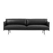 Canapé droit Outline / 3 places- L 220 cm - Cuir - Muuto noir en cuir