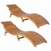 Casaria - Sun Lounger Set Ergonomic Wooden Garden Patio Furniture Sun Bed
