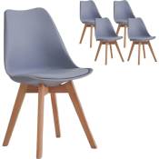 Compralo New - Lot de 4 pieds de chaise Bois Maison Nordique simili cuir polypropylène Bois Gris