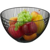 Corbeille à fruits et légumes, en métal (fer), ronde, panier au design moderne, h x d : 14 x 25 cm, noire - Relaxdays