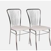 Ensemble de 2 chaises modernes en éco-cuir, pour salle à manger, cuisine ou salon, cm 54x45h93, couleur blanche, avec emballage renforcé - Dmora