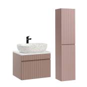 Ensemble meuble vasque et colonne stratifiés rose