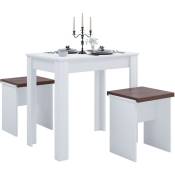 Esal Table de salle à manger et 2 tabourets, blanc.