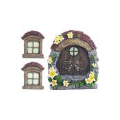 Fées Porte de Jardin Porte Miniature pour Arbres Accessoires Maison Arbre Décoration Portes de fées (Tuiles)