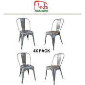 Fleda Trading - Chaises en métal de Style Industriel-Chic pour Cuisine Bistro Bistro Tolix Design n°4 aluminium gris